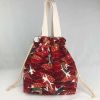 Red Carp Japanese Style Drawstring Canvas Lunch Bag Cute Lunch Box Bento Bag Large Capacity Lunch Tote Bag
