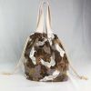 Khaki Chrysanthemum Crane Drawstring Lunch Bag Japanese Style Canvas Cute Lunch Box Bento Bag Large Capacity Lunch Tote Bag