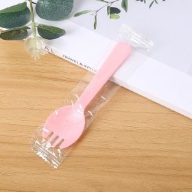Plastic Forks and Spoons (Color: 100pcs Pink)